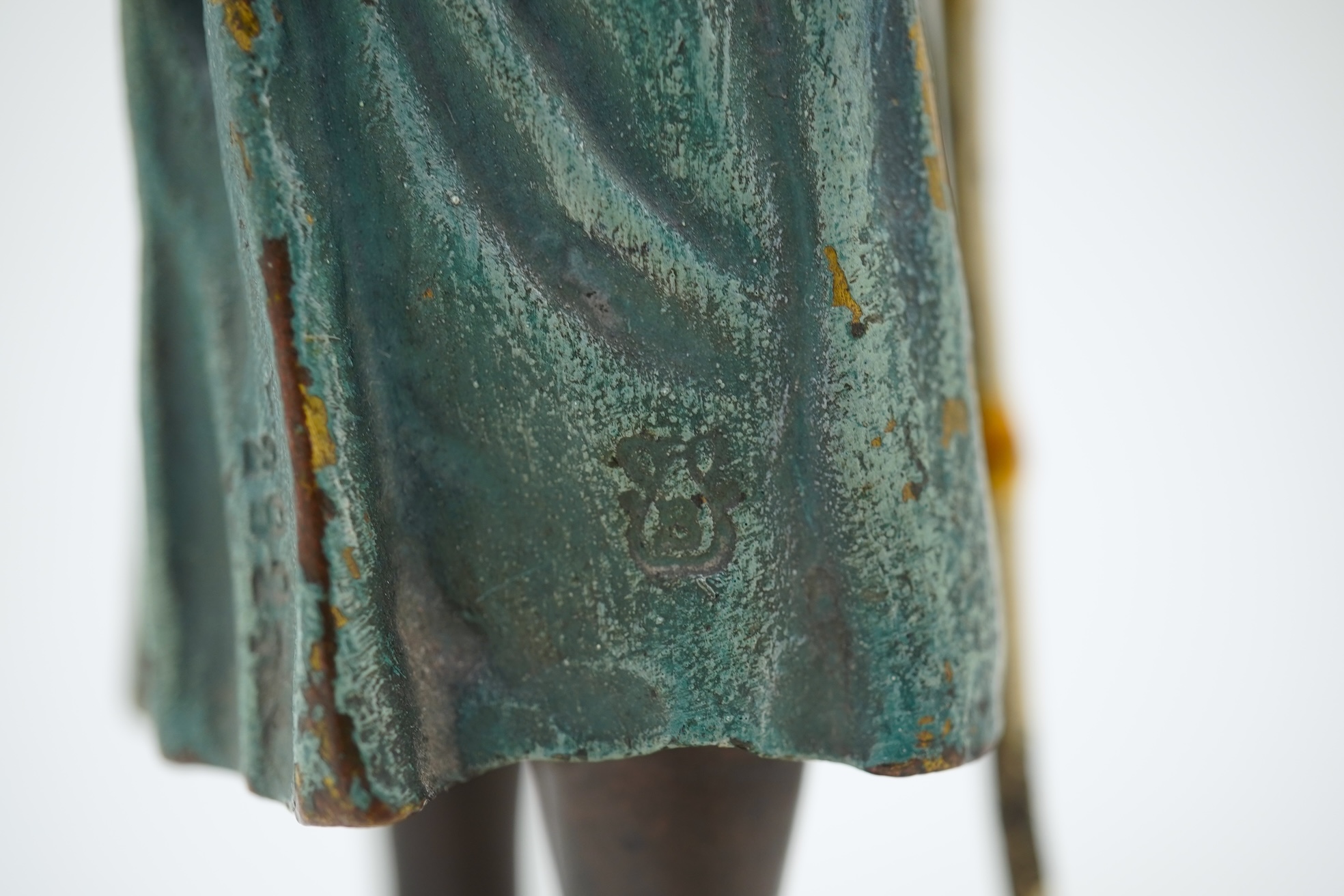 Franz Xavier Bergman (Austrian, 1861-1936). A Viennese cold painted bronze figure of a North African street vendor